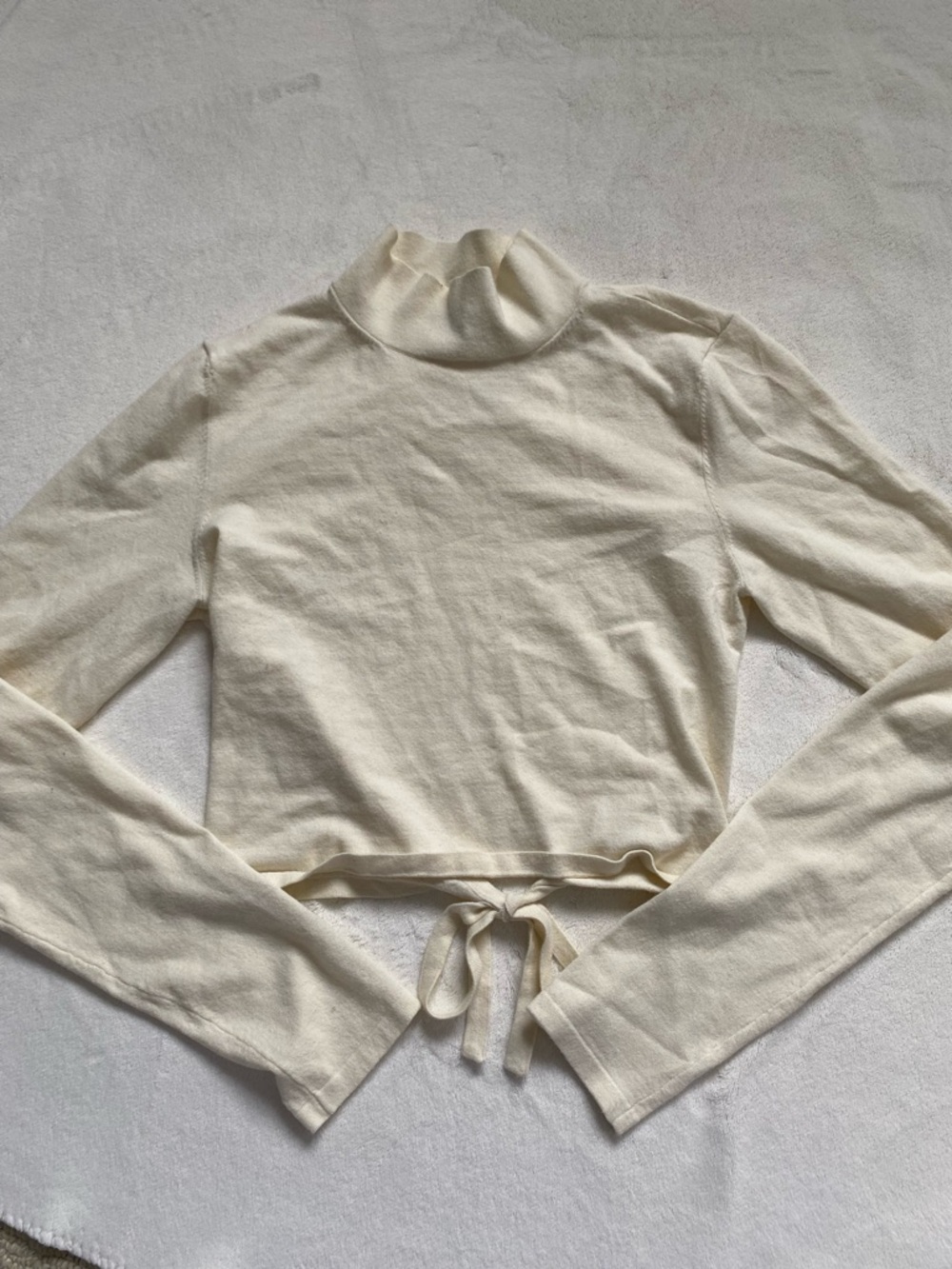 Aritzia Cropped Tie-Waist Turtleneck Sweater - Cream